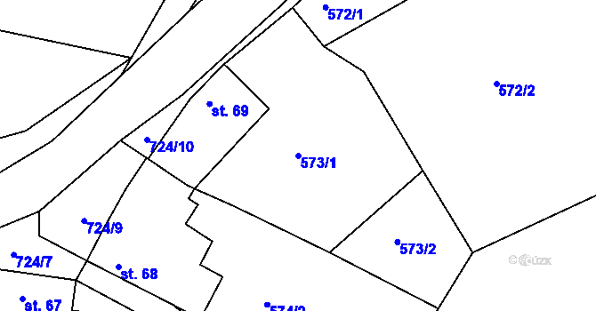 Parcela st. 573/1 v KÚ Boseň, Katastrální mapa