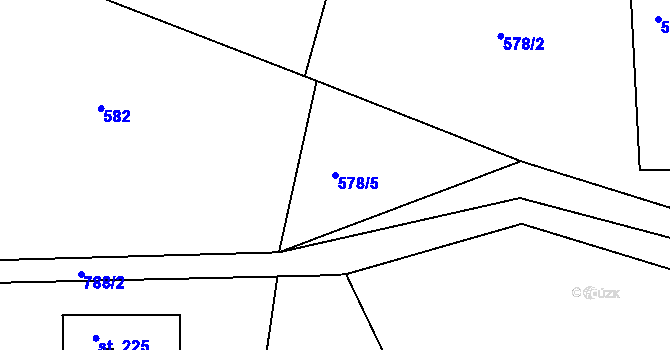 Parcela st. 578/5 v KÚ Boseň, Katastrální mapa