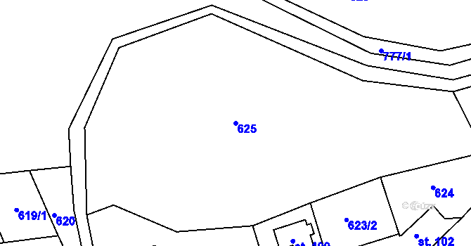 Parcela st. 625 v KÚ Boseň, Katastrální mapa