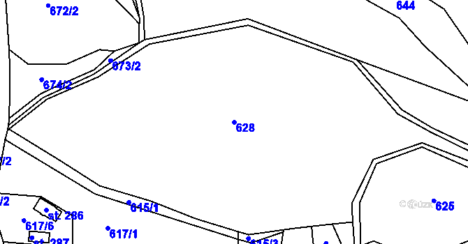 Parcela st. 628 v KÚ Boseň, Katastrální mapa