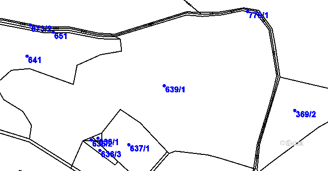 Parcela st. 639/1 v KÚ Boseň, Katastrální mapa