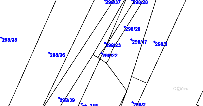 Parcela st. 298/22 v KÚ Boseň, Katastrální mapa