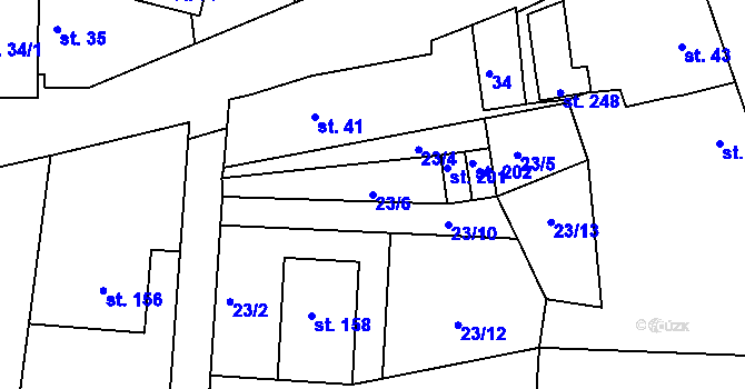 Parcela st. 23/6 v KÚ Boseň, Katastrální mapa