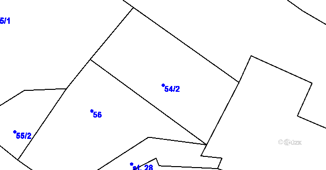 Parcela st. 54/2 v KÚ Boseň, Katastrální mapa