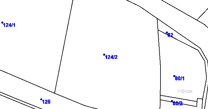 Parcela st. 124/2 v KÚ Boseň, Katastrální mapa