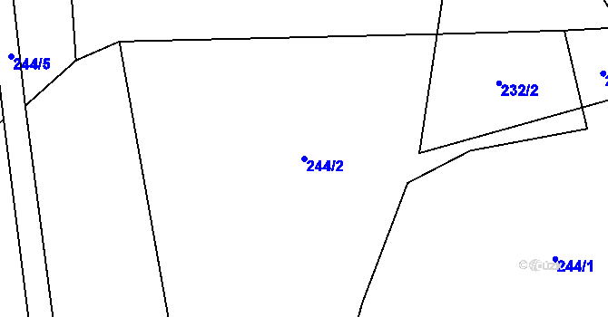 Parcela st. 244/2 v KÚ Boseň, Katastrální mapa