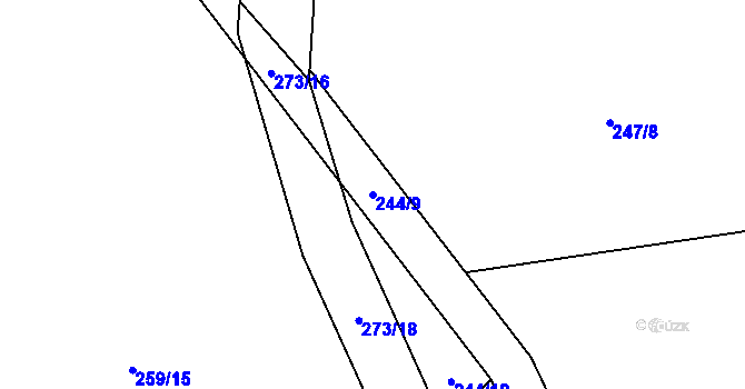 Parcela st. 244/9 v KÚ Boseň, Katastrální mapa