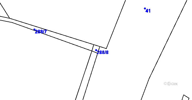 Parcela st. 288/8 v KÚ Boseň, Katastrální mapa
