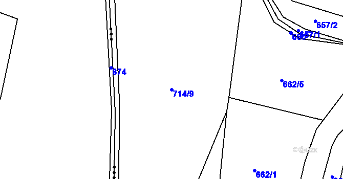 Parcela st. 714/9 v KÚ Boseň, Katastrální mapa