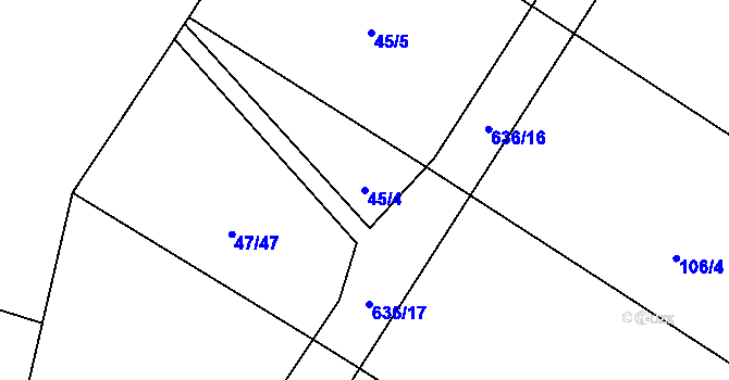 Parcela st. 45/4 v KÚ Lhotice u Bosně, Katastrální mapa