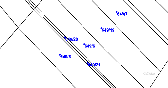 Parcela st. 649/6 v KÚ Lhotice u Bosně, Katastrální mapa