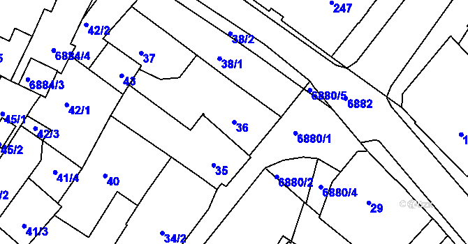 Parcela st. 36 v KÚ Boskovice, Katastrální mapa