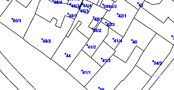 Parcela st. 41/2 v KÚ Boskovice, Katastrální mapa