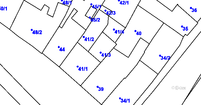 Parcela st. 41/3 v KÚ Boskovice, Katastrální mapa