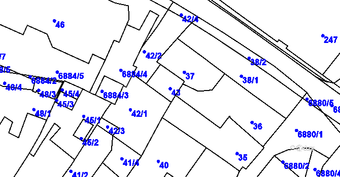 Parcela st. 43 v KÚ Boskovice, Katastrální mapa