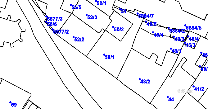 Parcela st. 50/1 v KÚ Boskovice, Katastrální mapa