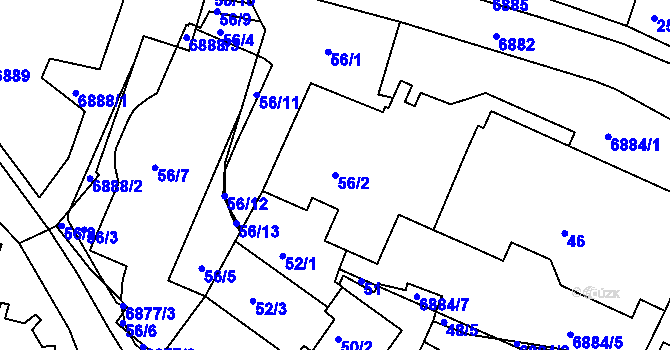 Parcela st. 56/2 v KÚ Boskovice, Katastrální mapa