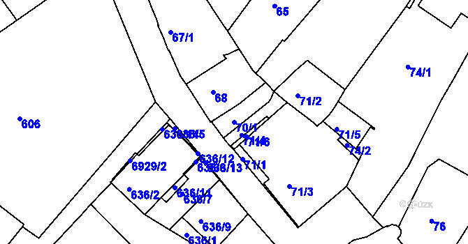 Parcela st. 70/1 v KÚ Boskovice, Katastrální mapa