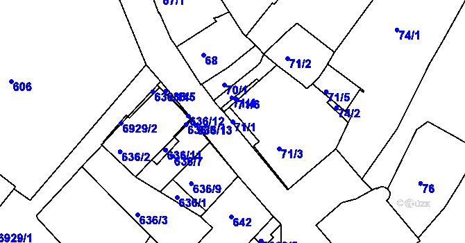 Parcela st. 71/1 v KÚ Boskovice, Katastrální mapa