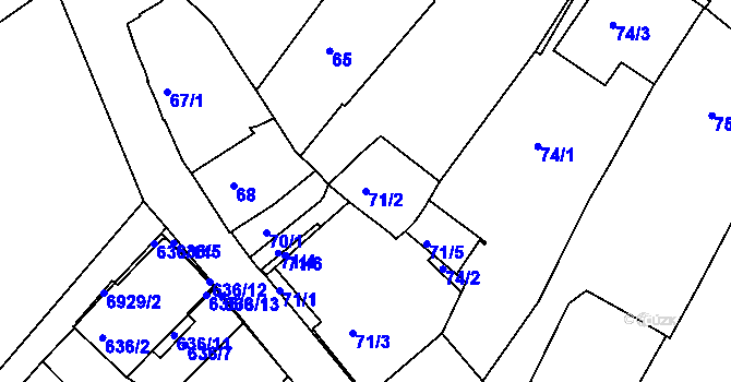 Parcela st. 71/2 v KÚ Boskovice, Katastrální mapa