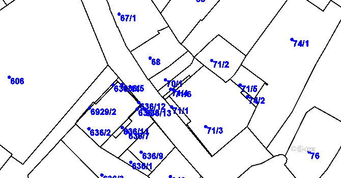 Parcela st. 71/4 v KÚ Boskovice, Katastrální mapa