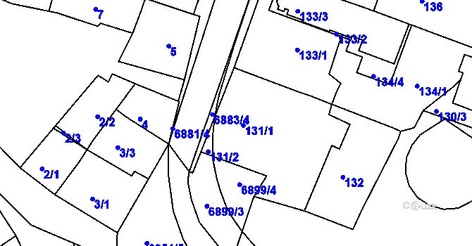 Parcela st. 131 v KÚ Boskovice, Katastrální mapa