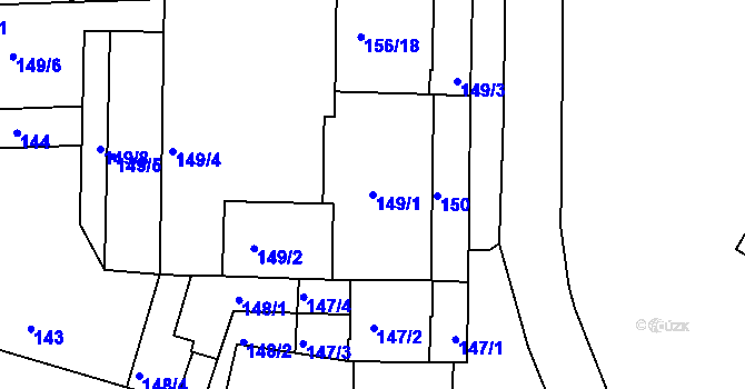 Parcela st. 149/1 v KÚ Boskovice, Katastrální mapa