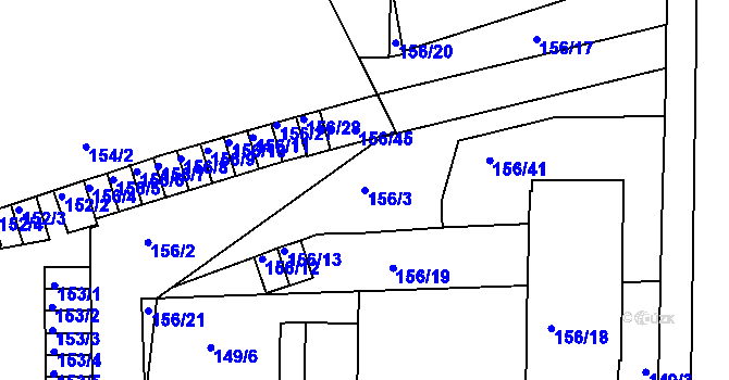 Parcela st. 156/3 v KÚ Boskovice, Katastrální mapa