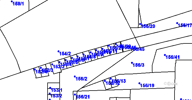 Parcela st. 156/10 v KÚ Boskovice, Katastrální mapa