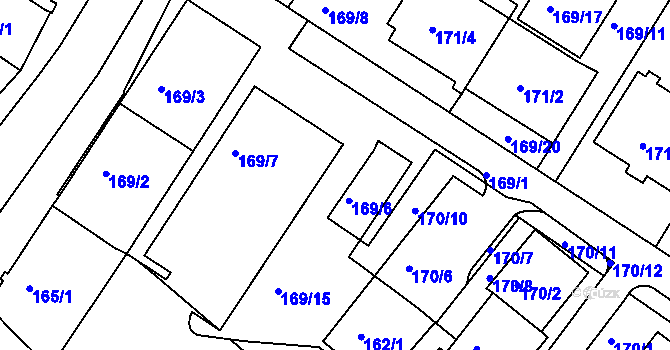 Parcela st. 169/5 v KÚ Boskovice, Katastrální mapa