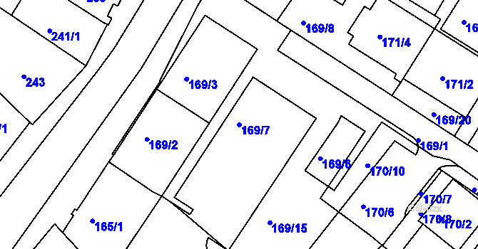 Parcela st. 169/7 v KÚ Boskovice, Katastrální mapa