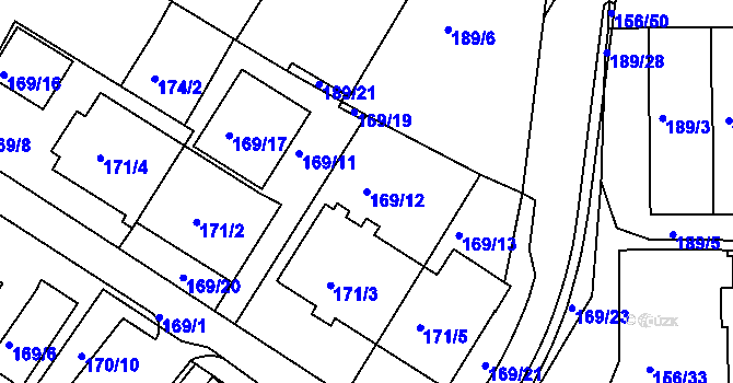 Parcela st. 169/12 v KÚ Boskovice, Katastrální mapa