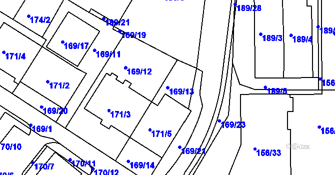 Parcela st. 169/13 v KÚ Boskovice, Katastrální mapa