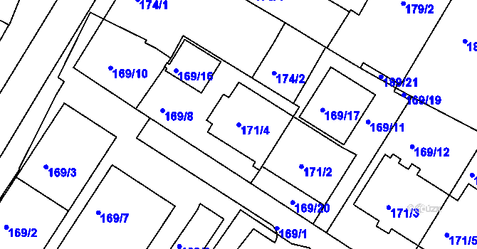 Parcela st. 171/4 v KÚ Boskovice, Katastrální mapa