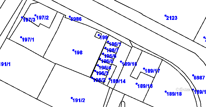 Parcela st. 196/6 v KÚ Boskovice, Katastrální mapa