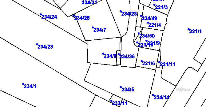 Parcela st. 234/6 v KÚ Boskovice, Katastrální mapa