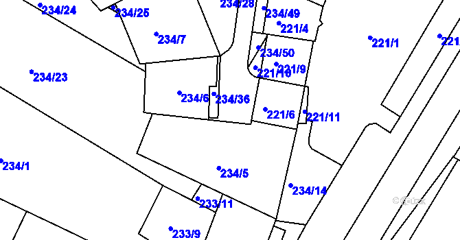 Parcela st. 234/15 v KÚ Boskovice, Katastrální mapa