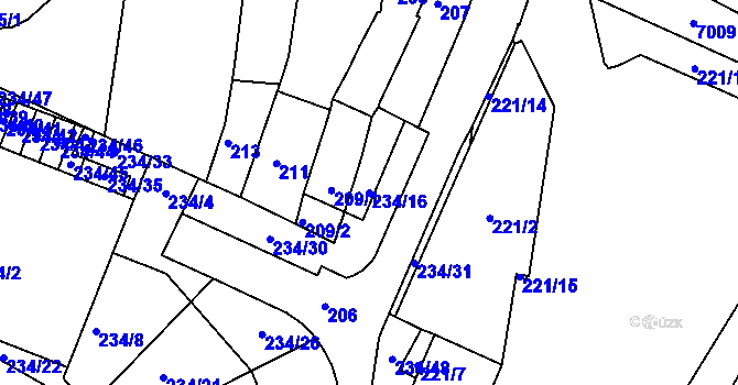 Parcela st. 234/16 v KÚ Boskovice, Katastrální mapa