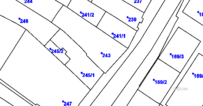 Parcela st. 243 v KÚ Boskovice, Katastrální mapa