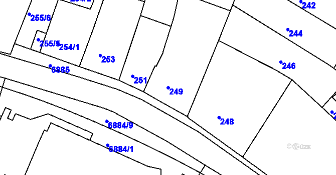 Parcela st. 249 v KÚ Boskovice, Katastrální mapa