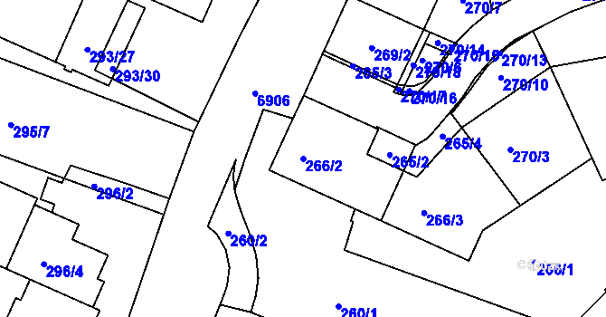 Parcela st. 266/2 v KÚ Boskovice, Katastrální mapa