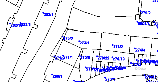 Parcela st. 273/1 v KÚ Boskovice, Katastrální mapa