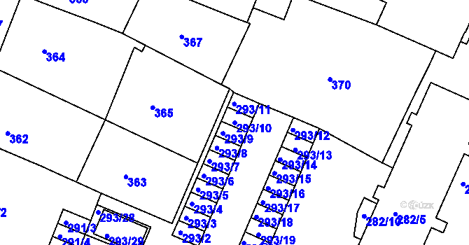 Parcela st. 293/10 v KÚ Boskovice, Katastrální mapa