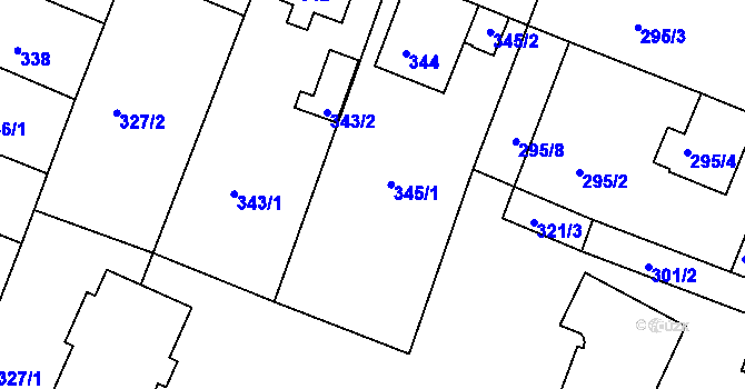 Parcela st. 345 v KÚ Boskovice, Katastrální mapa