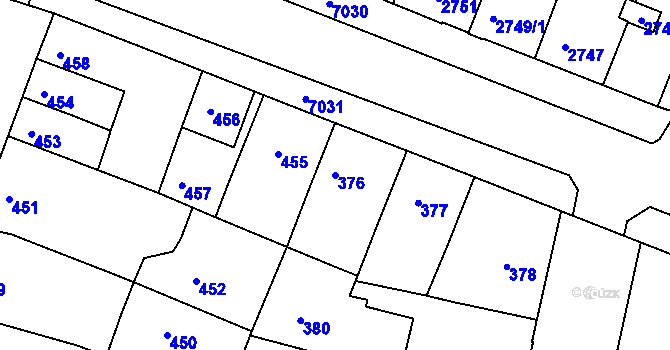 Parcela st. 376 v KÚ Boskovice, Katastrální mapa
