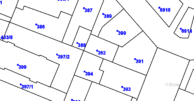 Parcela st. 392 v KÚ Boskovice, Katastrální mapa