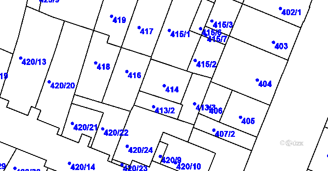 Parcela st. 414 v KÚ Boskovice, Katastrální mapa