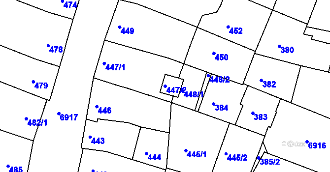 Parcela st. 447/2 v KÚ Boskovice, Katastrální mapa