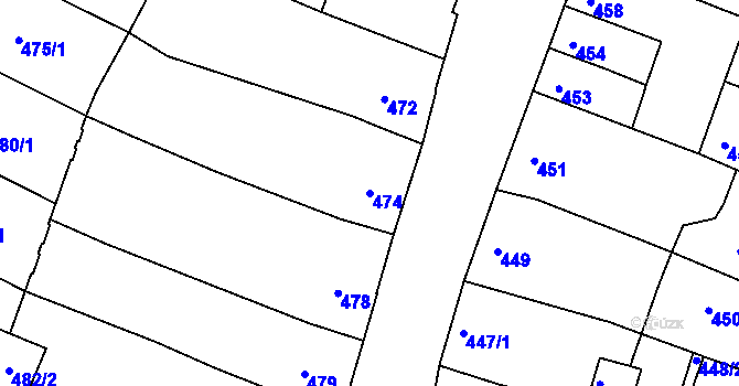 Parcela st. 474 v KÚ Boskovice, Katastrální mapa