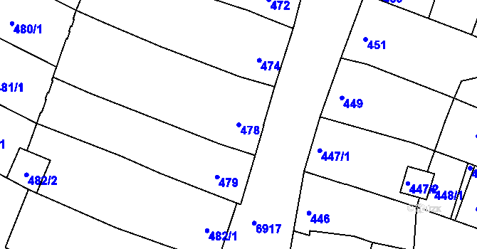 Parcela st. 478 v KÚ Boskovice, Katastrální mapa